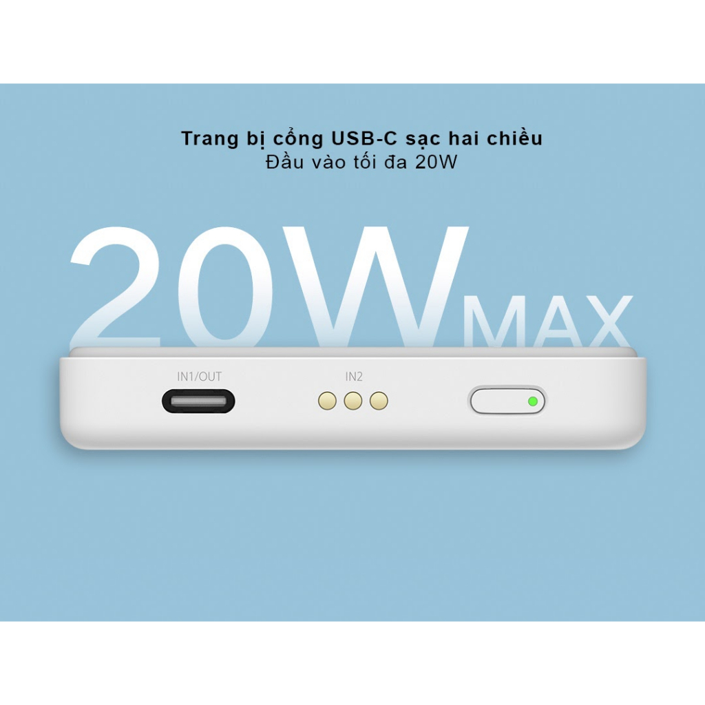 Đế sạc dự phòng kiêm sạc không dây từ tính Xiaomi P05ZM 5000mAh - Dùng cho IP 12/13/14 và các thiết bị khác