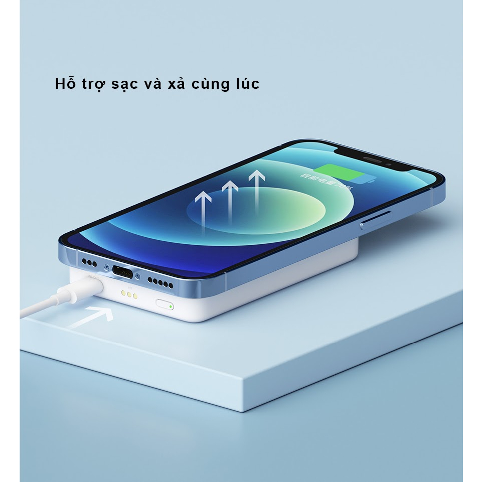 Đế sạc dự phòng kiêm sạc không dây từ tính Xiaomi P05ZM 5000mAh - Dùng cho IP 12/13/14 và các thiết bị khác