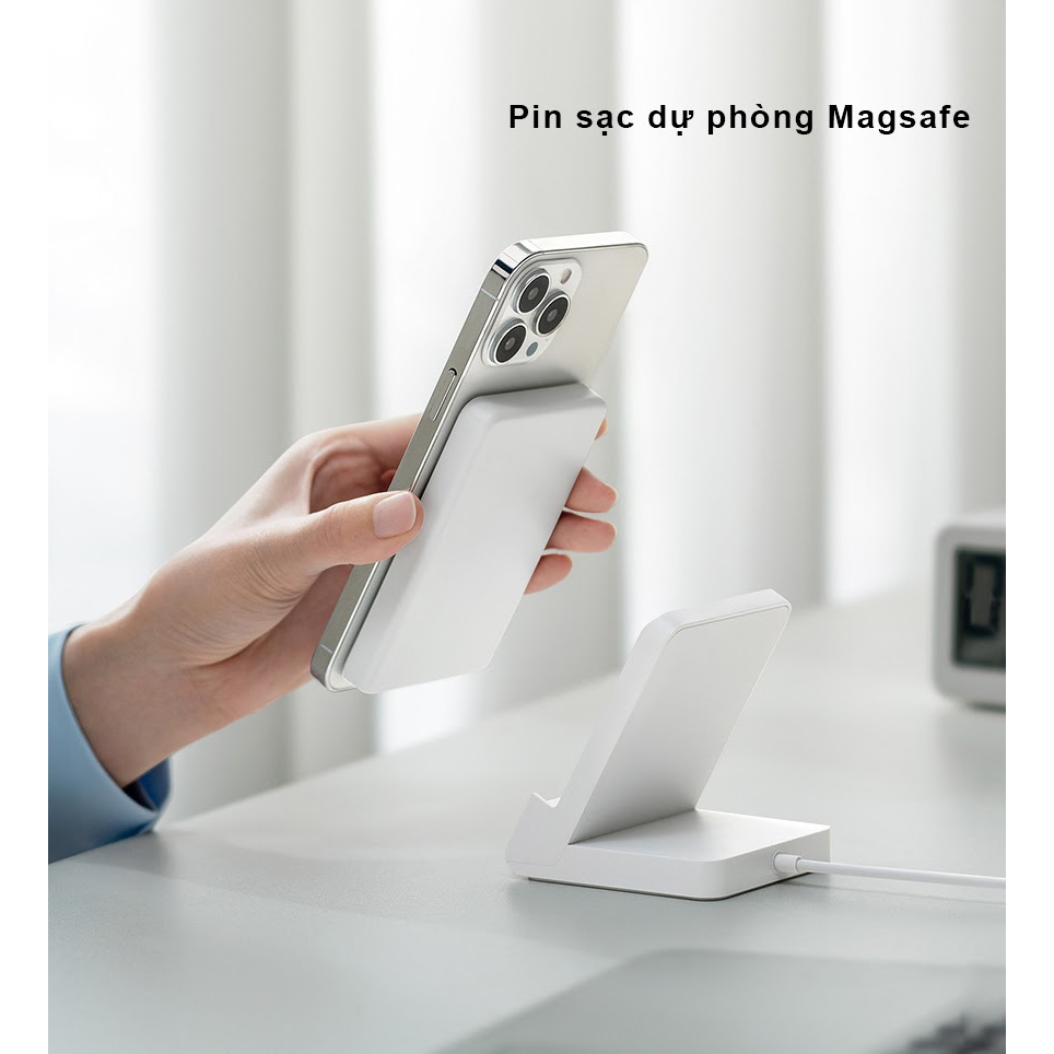 Đế sạc dự phòng kiêm sạc không dây từ tính Xiaomi P05ZM 5000mAh - Dùng cho IP 12/13/14 và các thiết bị khác