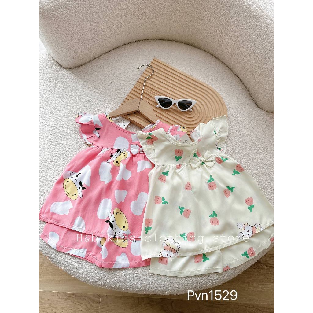 Quần áo trẻ em , sét bộ lanh lụa nơ siêu mát họa tiết đáng yêu cho bé