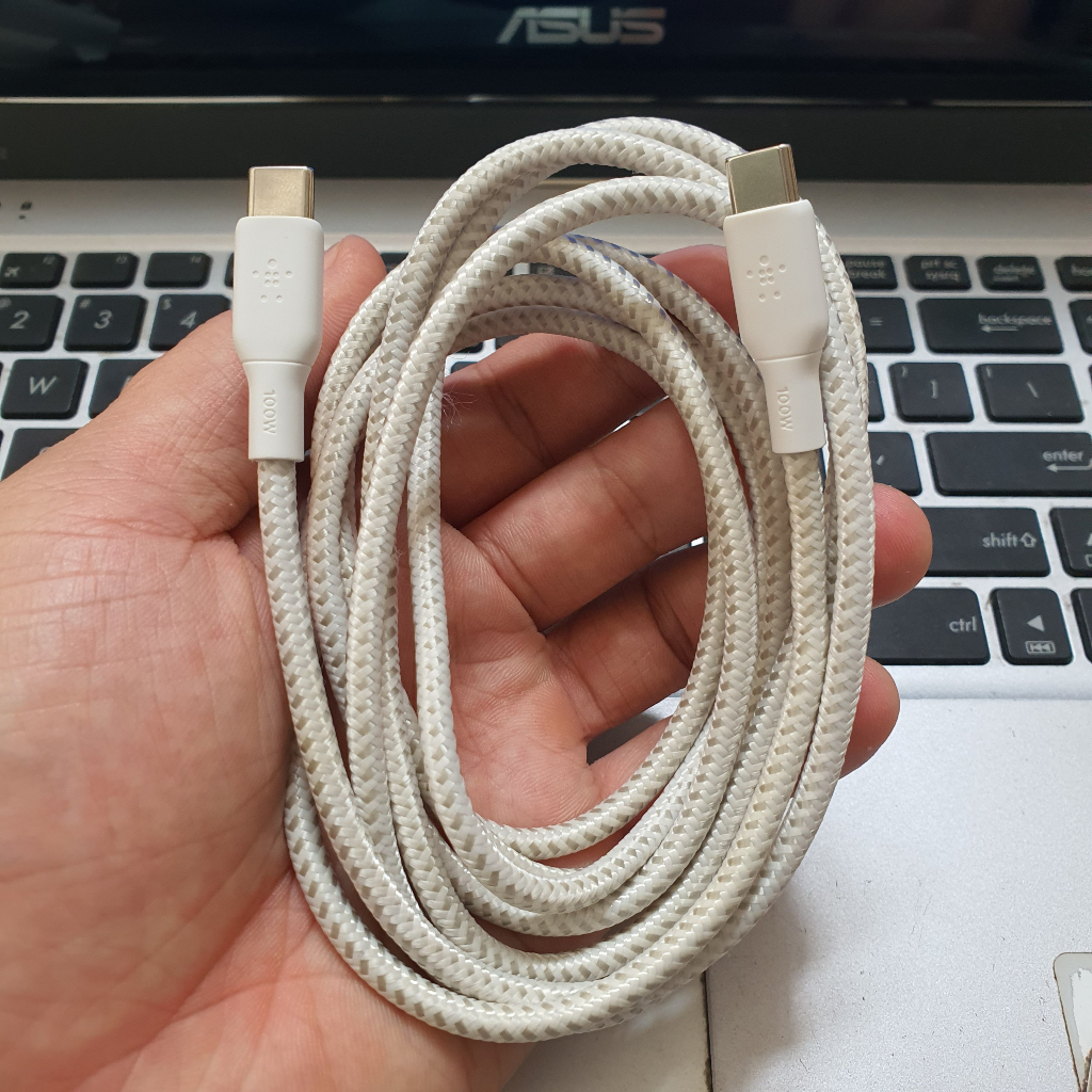 Cáp Sạc Siêu Nhanh 5A - 100W Belkin C-C Chính Hãng, Vỏ Dù, Dài 2M, Dùng Cho Điện Thoại, Ipad, Macbook, Laptop