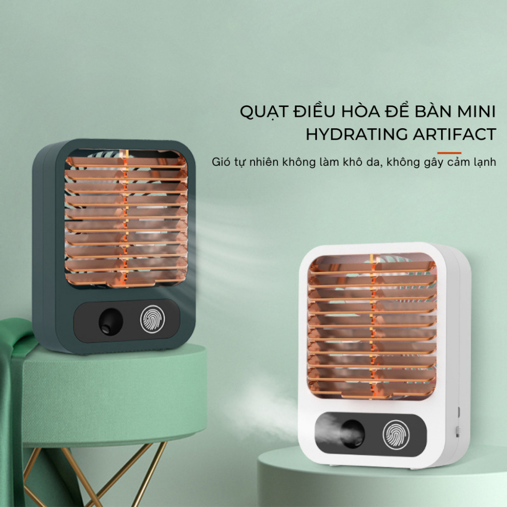 Quạt điều hoà hơi nước mini để bàn,tích điện và sạc trực tiếp USB tiện