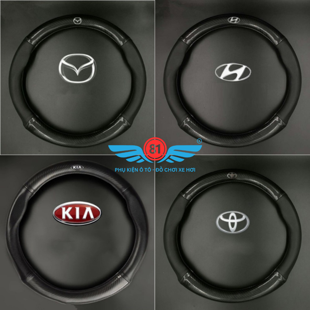 [Có LoGo Theo Hãng Xe] Bọc Vô Lăng Vân Cacbon Cao Cấp - Vừa Cho Xe 4 Chỗ, 7 Chỗ - Full Logo Các Hãng Xe - Kích Cỡ 38Cm | BigBuy360 - bigbuy360.vn