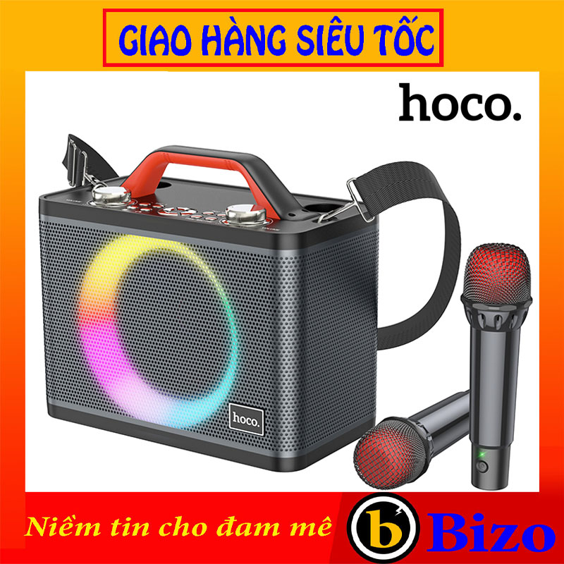 Loa Bluetooth Karaoke Hoco BS57 kiêm 2 micro, led đổi màu siêu bass, hát cực hay, pin trữ khủng, âm thanh chất lượng