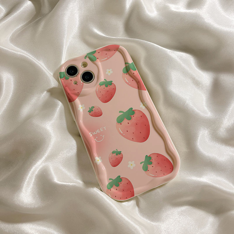 Ốp lưng iphone Viền Nổi Cạnh Sóng nhiều dâu tây sweet 6s/6splus/7/7plus/8/8plus/x/11/12/13/14/max/promax sk49