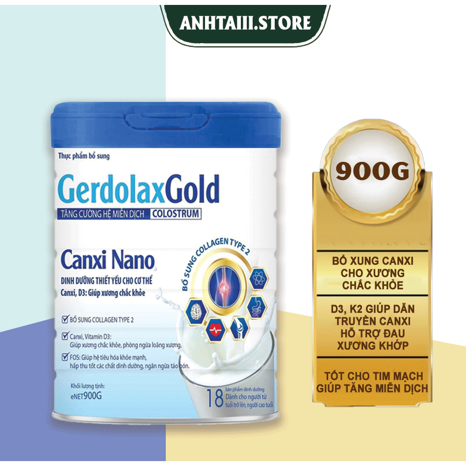 Sữa Gerdolax Gold bổ sung D3, K2 giúp dẫn truyền canxi, tốt cho tim mạch, giúp tăng miễn dịch 900g