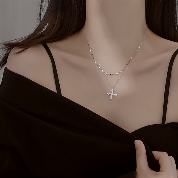 Dây chuyền 2 tầng mặt chữ thập CK033