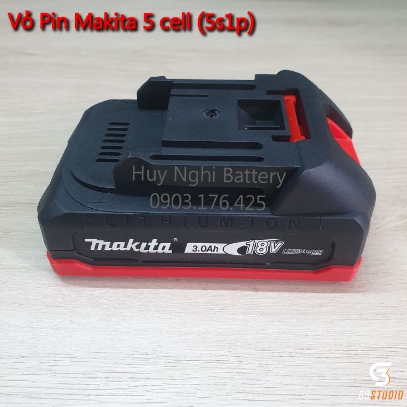 Vỏ Pin Makita 18v - 5 Cell 18650 - Vỏ Chống Sốc - Có Led Báo Pin