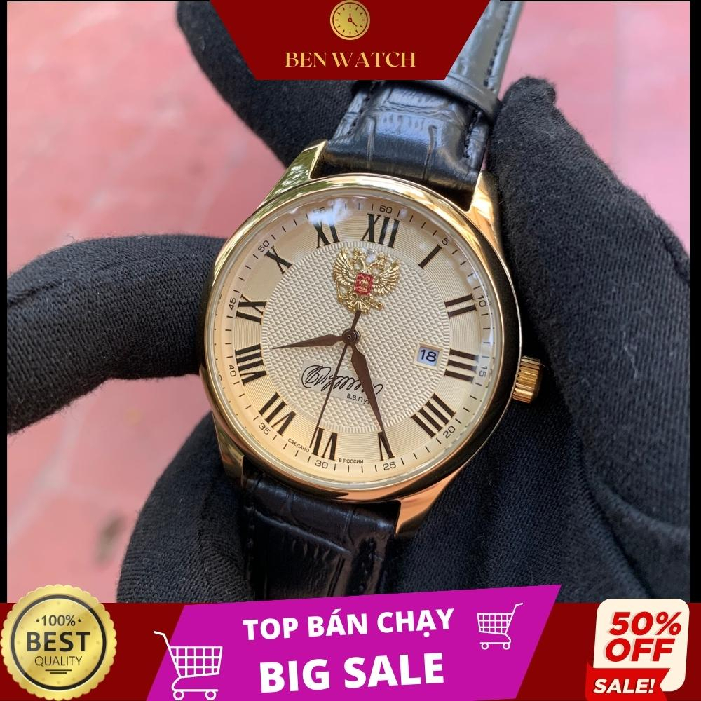 Đồng hồ nam Poljot chữ kí Putin, máy Miyota Nhật, dây da, mặt kính cong, chống nước 3 ATM - Ben Watch PNN01