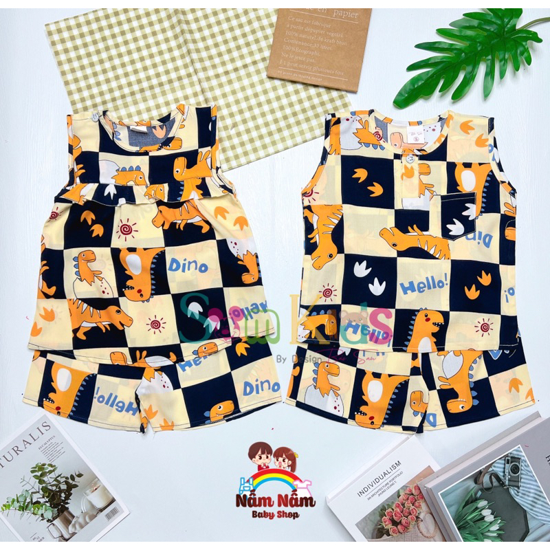 Bộ đùi sát nách bé trai bé gái chất lanh/tole Bảo Sam