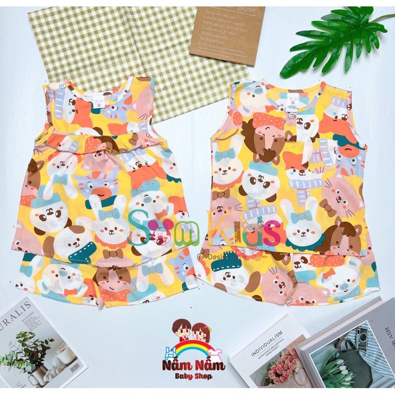 Set đùi sát nách bé trai bé gái chất lanh/tole Bảo Sam