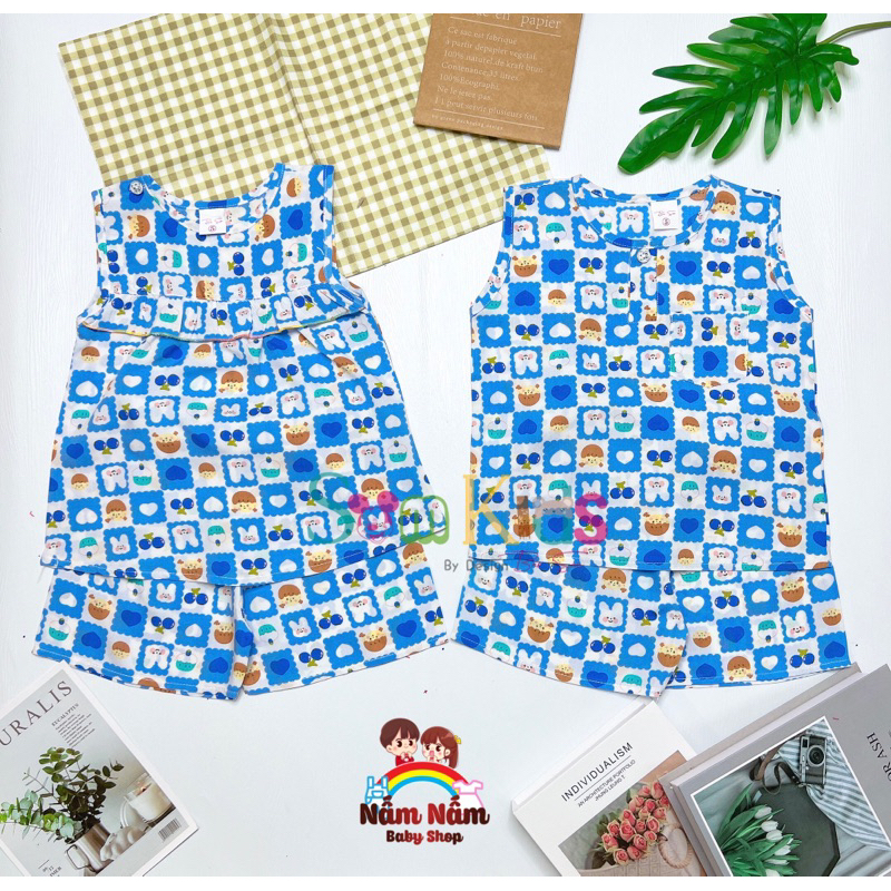 Set đùi sát nách bé trai bé gái chất lanh/tole Bảo Sam