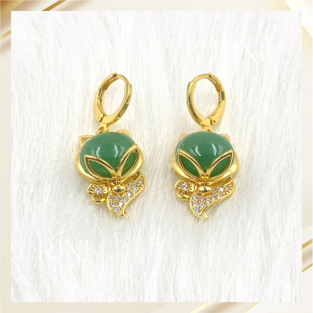 Bộ trang sức hồ ly 4 món Vòng đeo tay, nhẫn, mặt dây chuyền, khuyên tai Vàng Xi mạ 18K Cao cấp Rini.Accessories