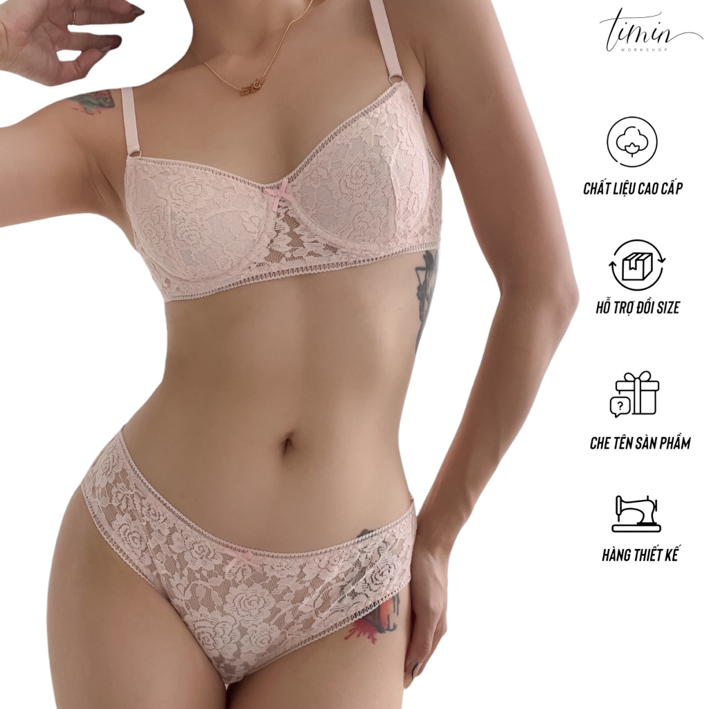 TM23 Bộ Đồ Lót Nội Y Ren Co Giãn Có Gọng Mút Thiết Kế TIMIN.WORSHOP