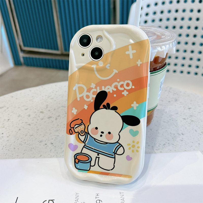 Ốp lưng iphone Viền Nổi Cạnh Sóng cún Pucha.coo cầu vồng 6s/6splus/7/7plus/8/8plus/x/11/12/13/14/max/prm sk52