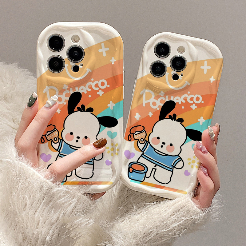 Ốp lưng iphone Viền Nổi Cạnh Sóng cún Pucha.coo cầu vồng 6s/6splus/7/7plus/8/8plus/x/11/12/13/14/max/prm sk52