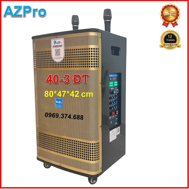 Loa di động Bluetooth chính hãng AZPRO,AZ-359,Bass 40-3 đường tiếng cao cấp,Mic set tần số