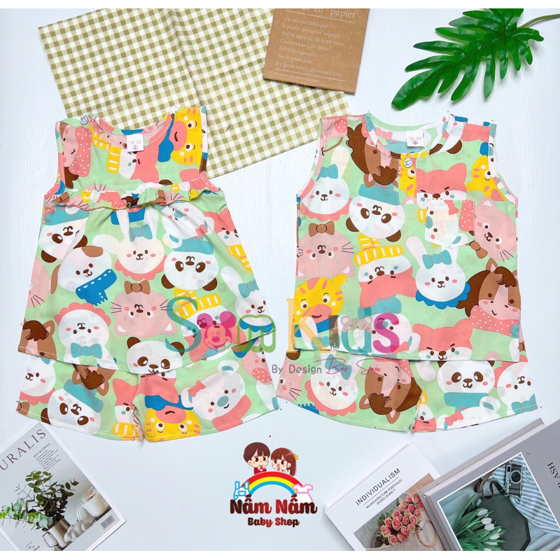 Bộ đùi sát nách bé trai bé gái chất lanh/tole Bảo Sam