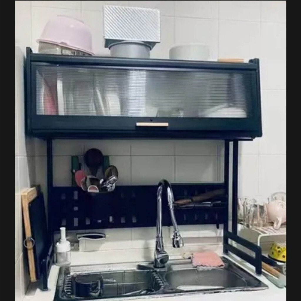 Kệ tủ úp chén bát có nắp đậy thông minh trên bồn rửa bát. Sắt sơn tĩnh điện cao cấp. Đầy đủ phụ kiện lắp ráp