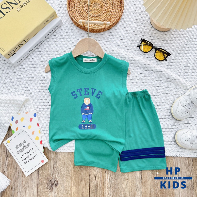 Sát nách thể thao gấu cho bé thun lạnh sài gòn size 8-27kg