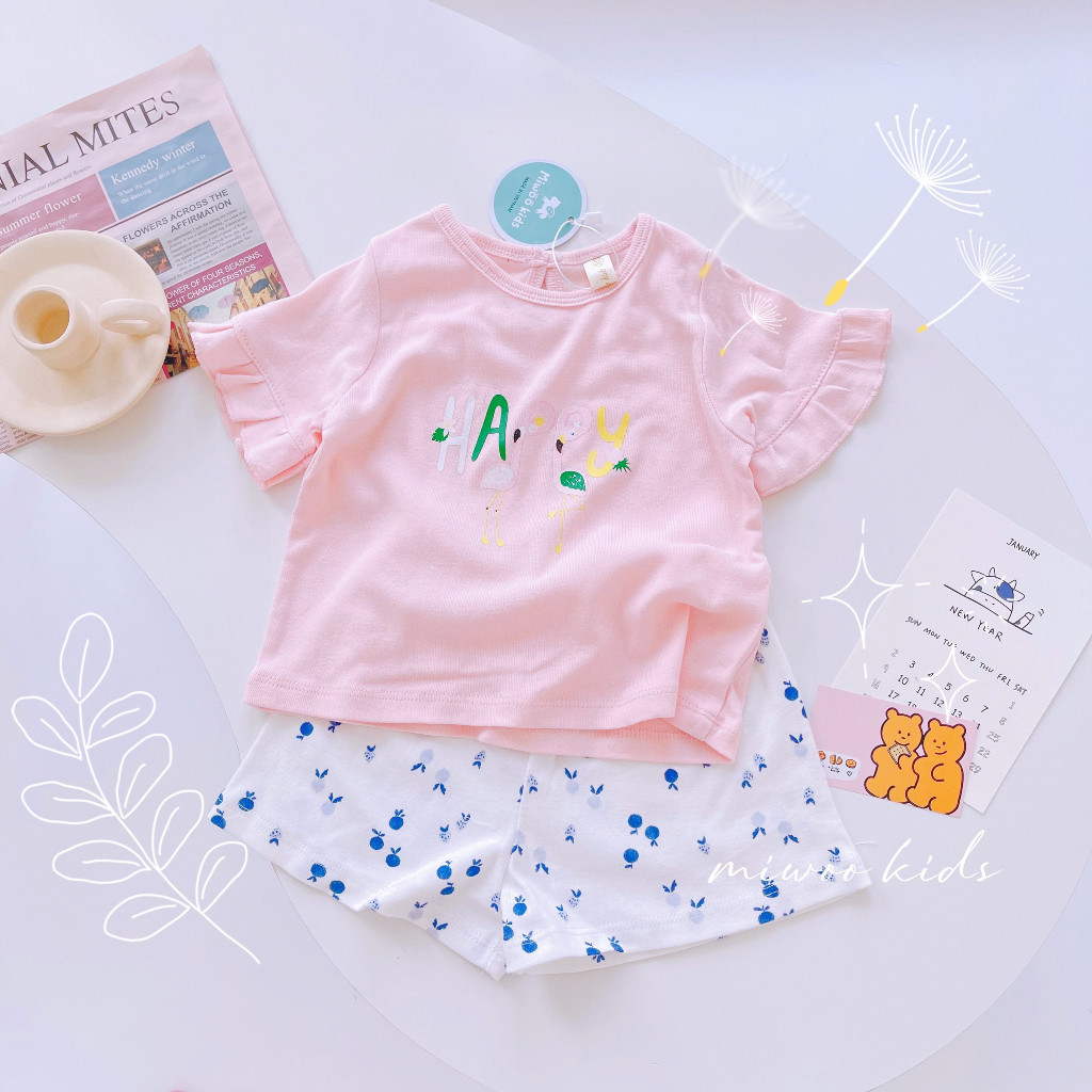 Đồ bộ tay bèo bé gái xuất Nhật Miwoo