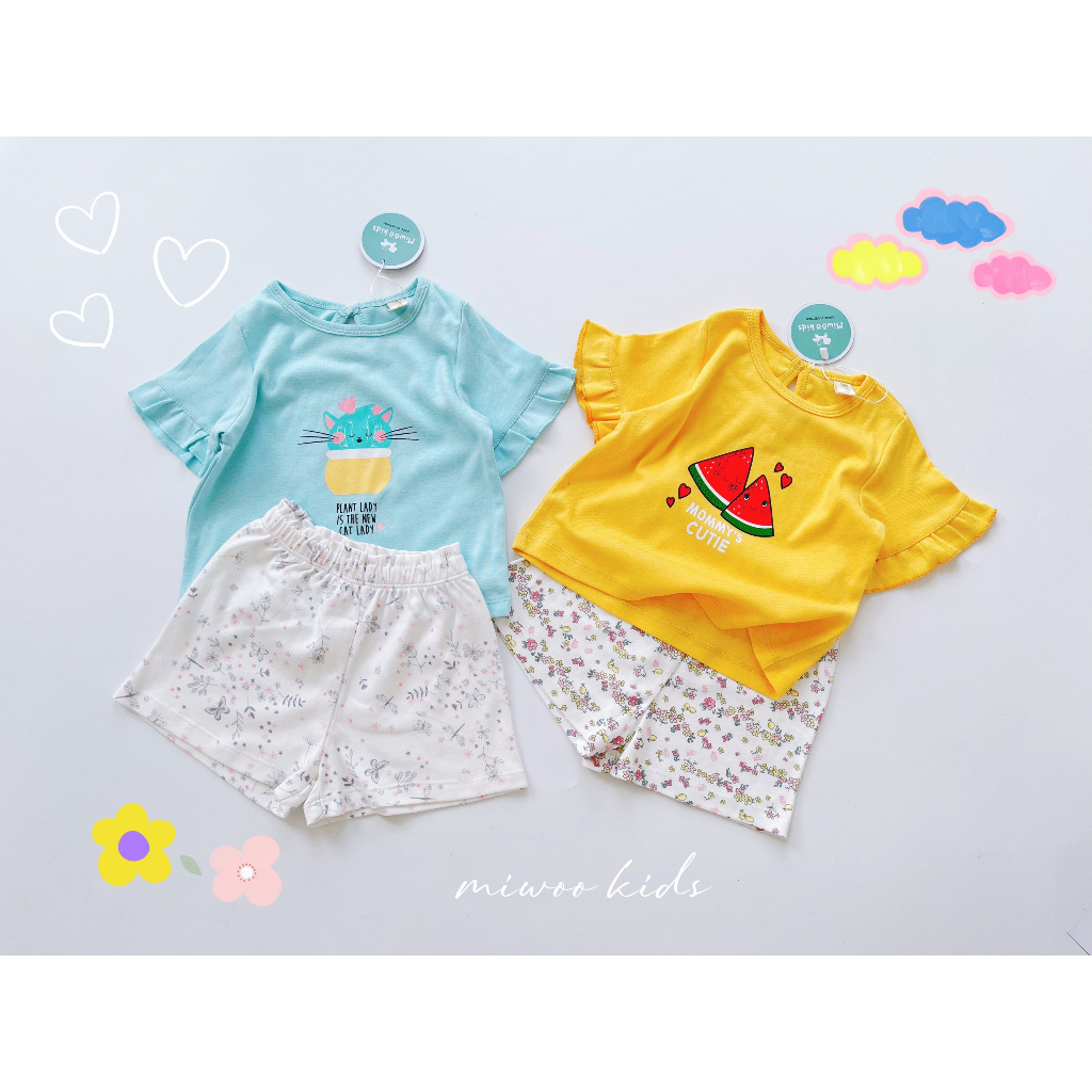Đồ bộ tay bèo bé gái xuất Nhật Miwoo