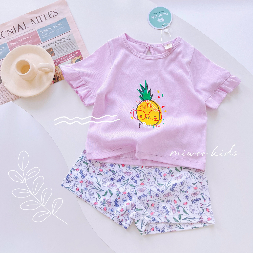 Đồ bộ tay bèo bé gái xuất Nhật Miwoo