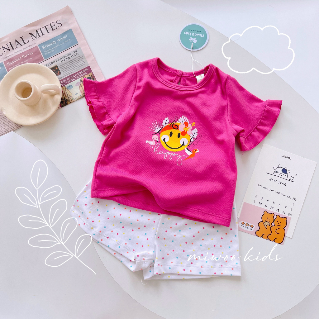 Đồ bộ tay bèo bé gái xuất Nhật Miwoo