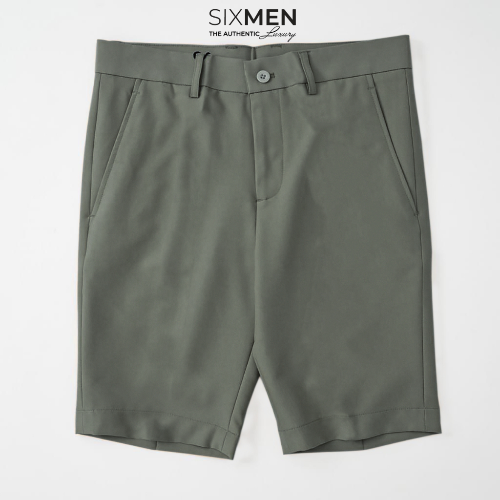 Quần short kaki nam cao cấp SIXMEN vải kaki tây xuất xịn, co giãn - Màu Rêu