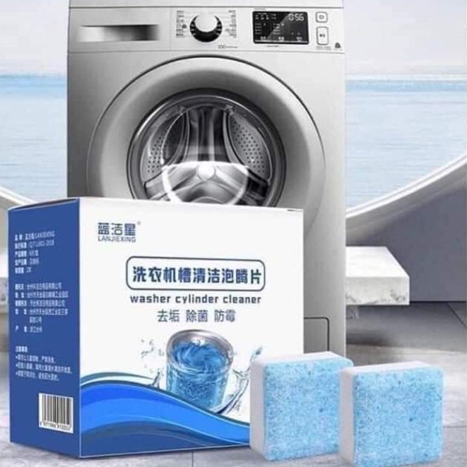 Hộp 12 Viên tẩy lồng máy giặt  diệt khuẩn , vệ sinh  an toàn  cho máy giặt , chăm sóc nhà cửa , chất tẩy rửa