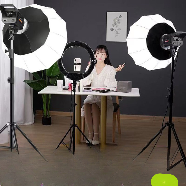 Đèn livestream hình cầu kèm chân đèn chắc chắn đèn chuyên studio chụp ảnh quay phim (Chân đèn 2m8)