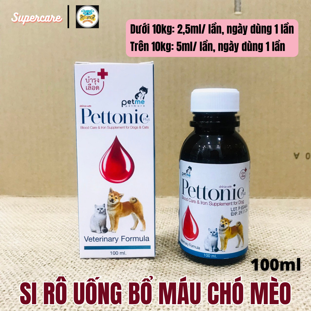 Chai Uống Bổ Máu Chó Mèo Pettonic 100ml (Thái Lan)
