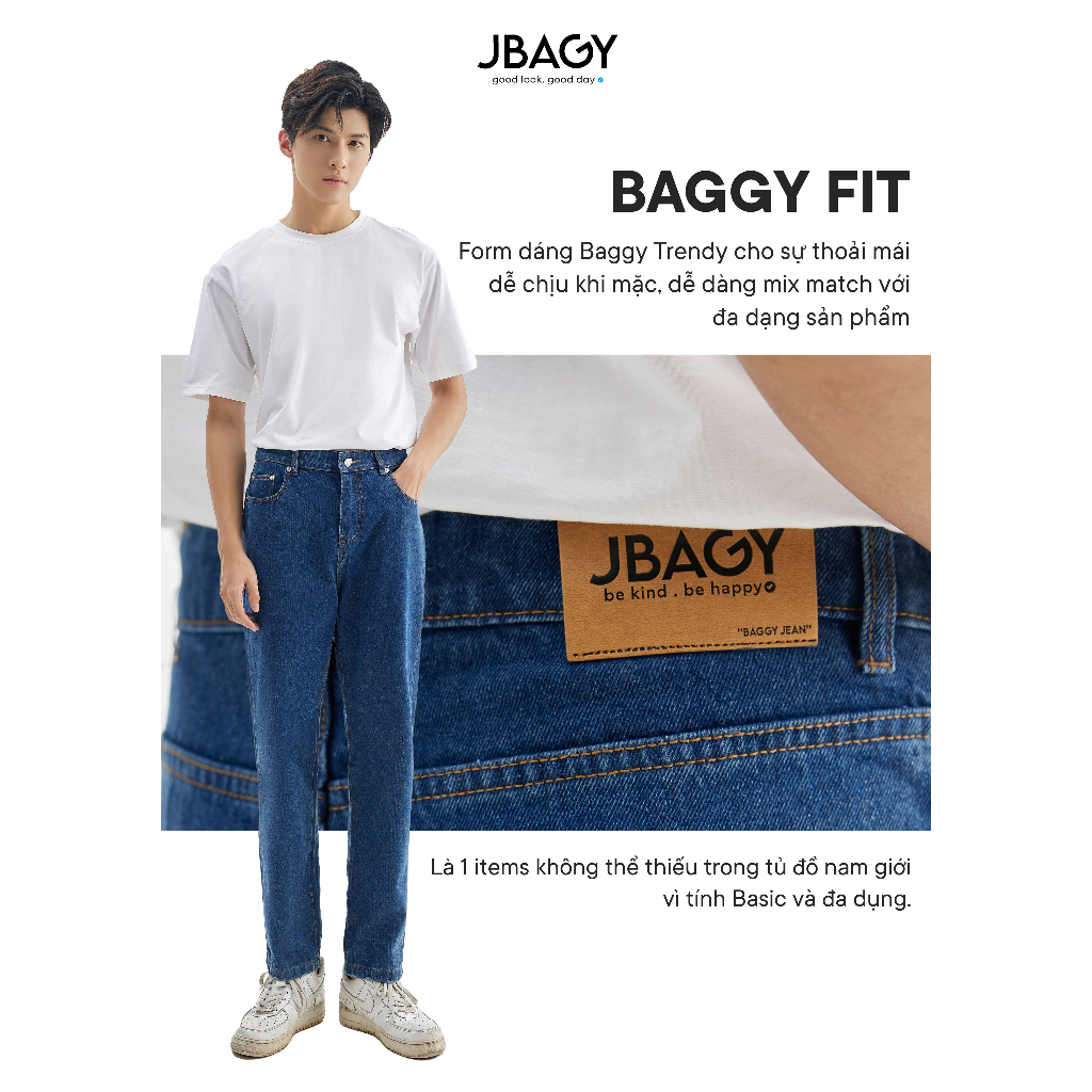 Quần baggy jean nam ống rộng Thương hiệu Jbagy - chất vải cotton co giãn JJ0103