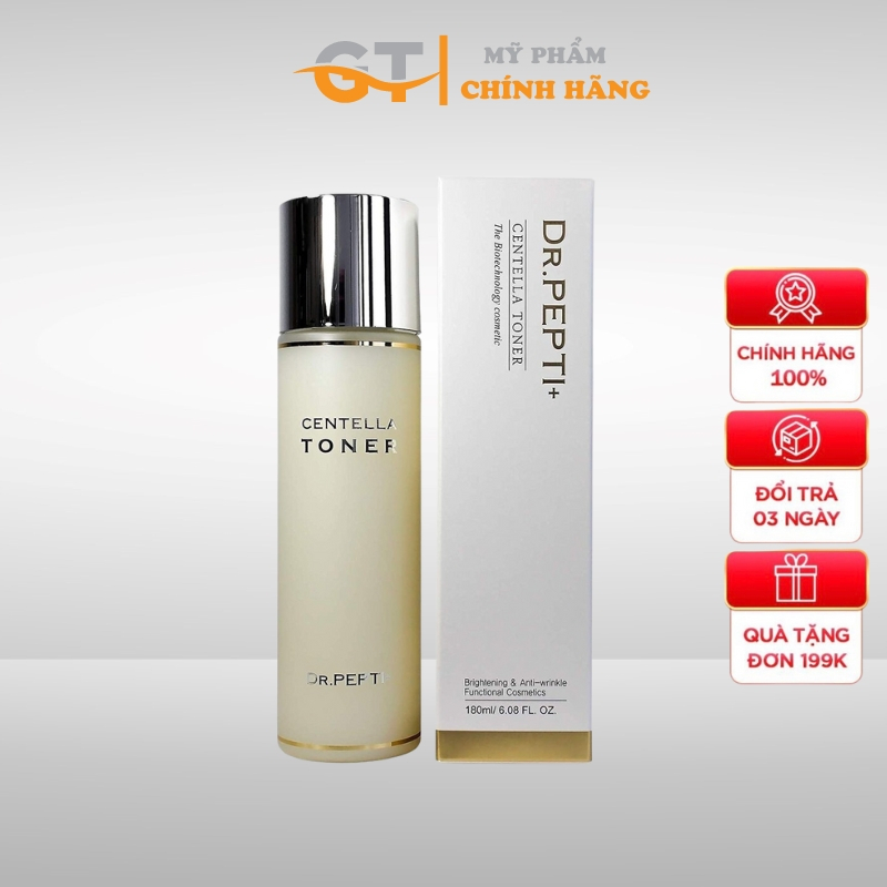 Nước Hoa Hồng Toner Dr.Pepti Centella Giúp Se Khít Lỗ Chân Lông, Dưỡng Da Căng Bóng Hàn Quốc 180ml