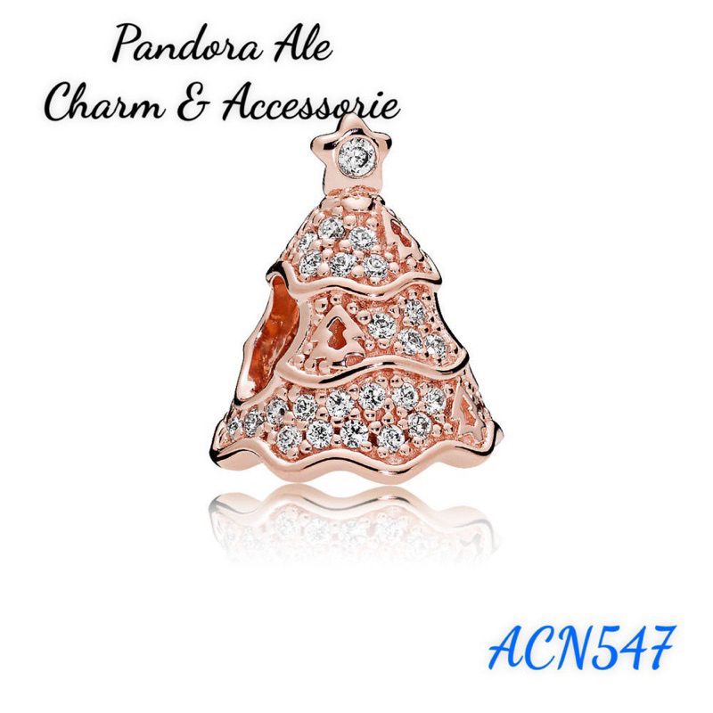 PAN ALE CHARM XỎ NGANG HÌNH CÂY THÔNG VÀNG HỒNG ĐÍNH ĐÁ S925