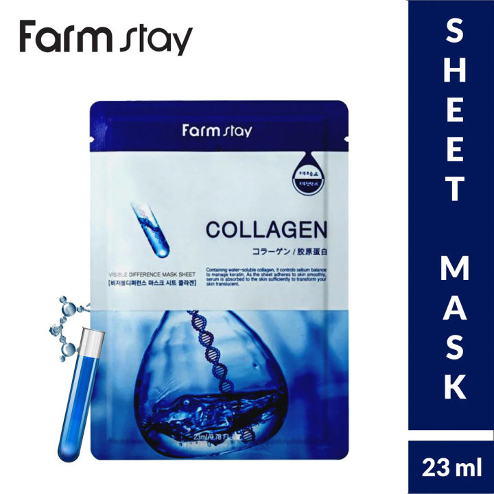 Mặt nạ dưỡng da Farm Stay Visible Difference Mask Sheet Collagen 23ml - duy trì cho da mềm mại, căng mướt, mịn màng
