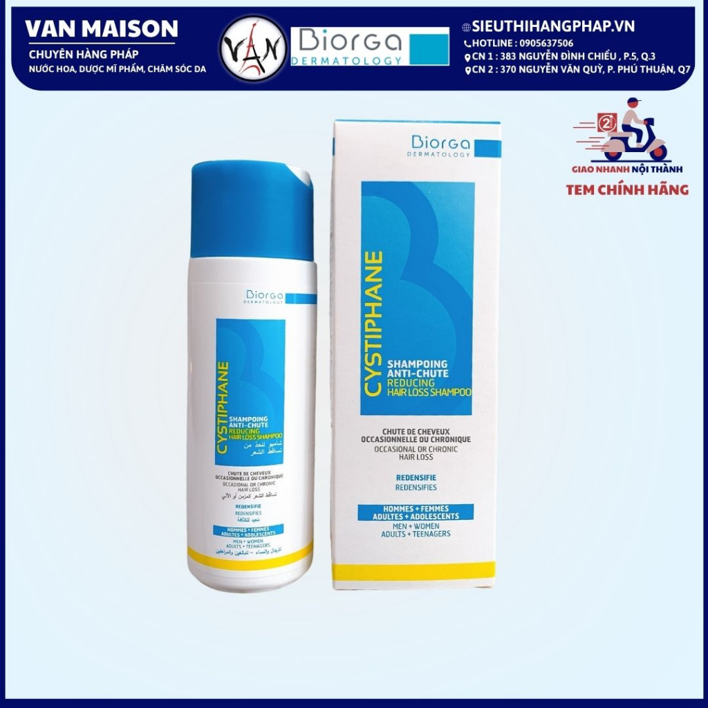 Dầu gội ngăn ngừa rụng tóc biorga cystiphane reducing hair loss shampoo 200ml