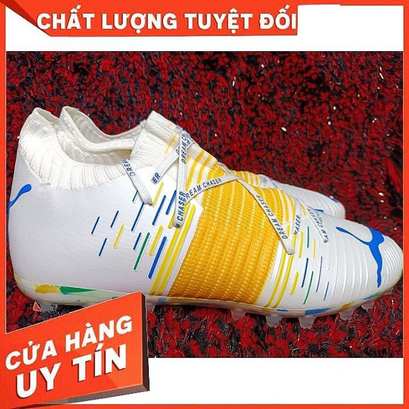 ( Khâu đế+Vớ+Túi rút )Giày đá bóng Puma Future Z 1.1 Đinh MG Màu Trắng Vạch Cam Bản Cao Cấp