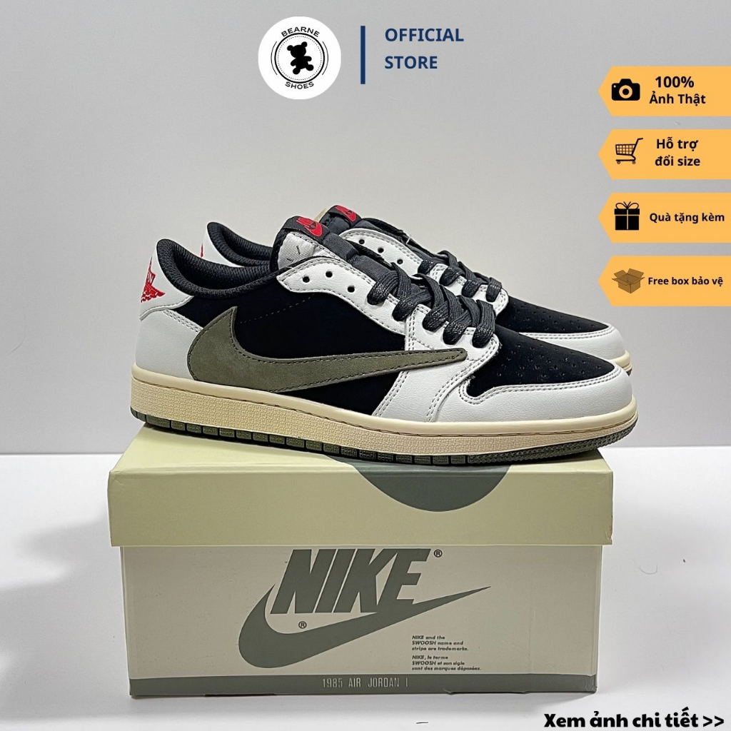 Giày sneaker Jordan 1 Low Travis Scott OG SP Olive - BẢN CAO CẤP Fullbox | Bearne Shoes