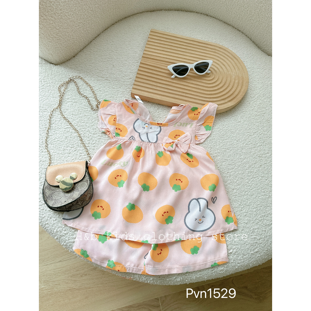 Quần áo trẻ em , sét bộ lanh lụa nơ siêu mát họa tiết đáng yêu cho bé