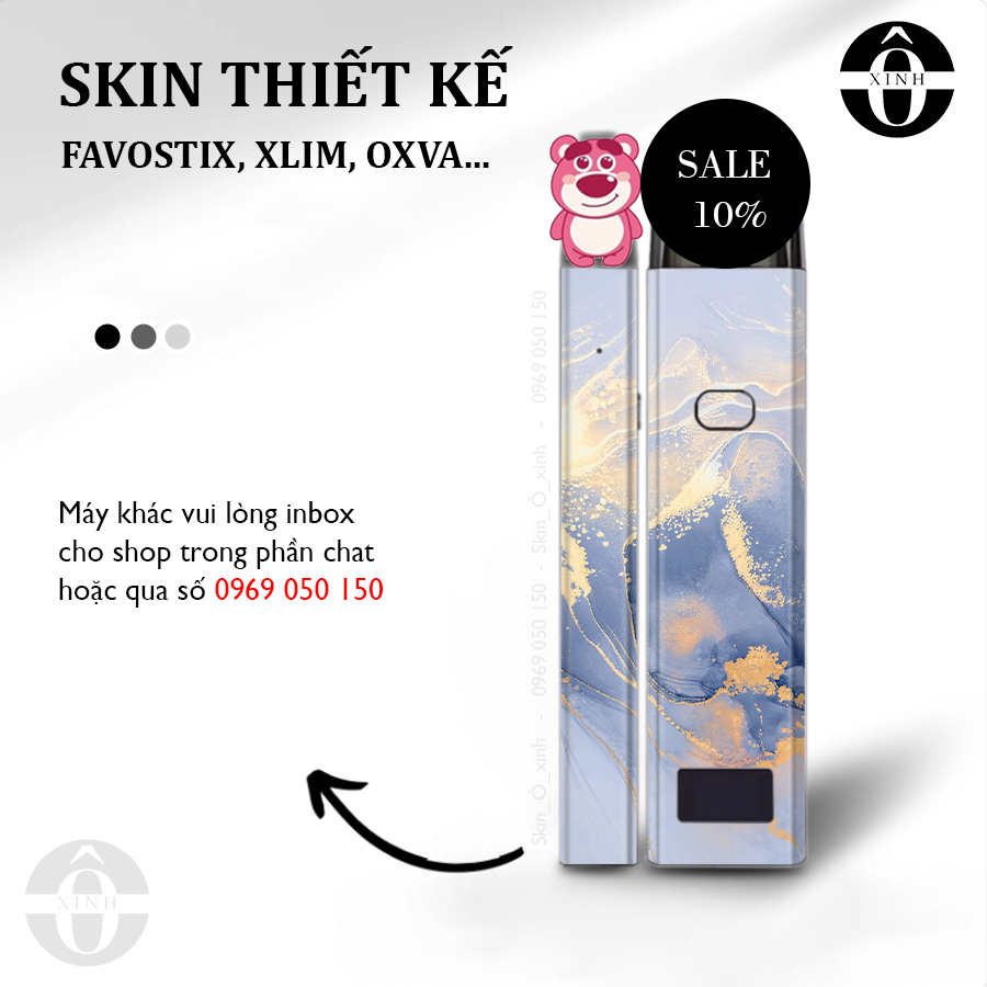 Miếng dán skin cho xlim / favostix / riil x / feelin / avocado / origin...in hình vân đá nhiều màu sắc
