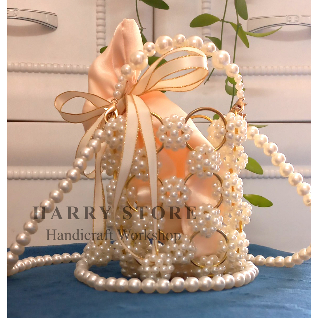 Túi handmade tự đan hạt ngọc trai HRRA-TT xu hướng thời trang kết hợp truyền thống và hiện đại