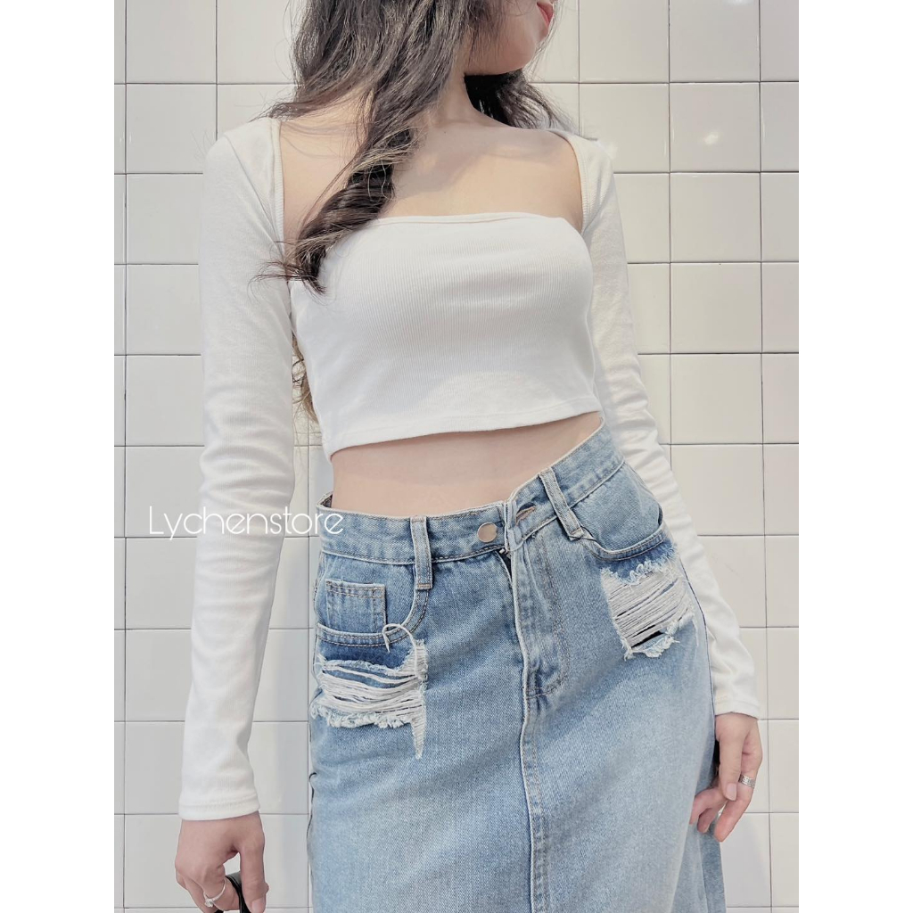 𝐋𝐘𝐂𝐇𝐄𝐍-  Chân Váy Jean Rách Túi