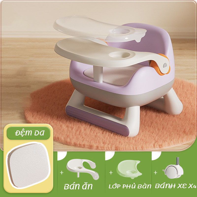 Ghế ăn dặm đa năng cho bé có bánh xe bên dưới chân ghế, ghế dùng để ăn dặm, ghế chơi, xe yo-yo chống trượt