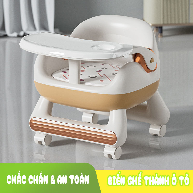 Ghế ăn dặm đa năng cho bé có bánh xe bên dưới chân ghế, ghế dùng để ăn dặm, ghế chơi, xe yo-yo chống trượt