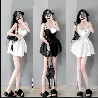Váy 2 dây bồng xoè logo thêu