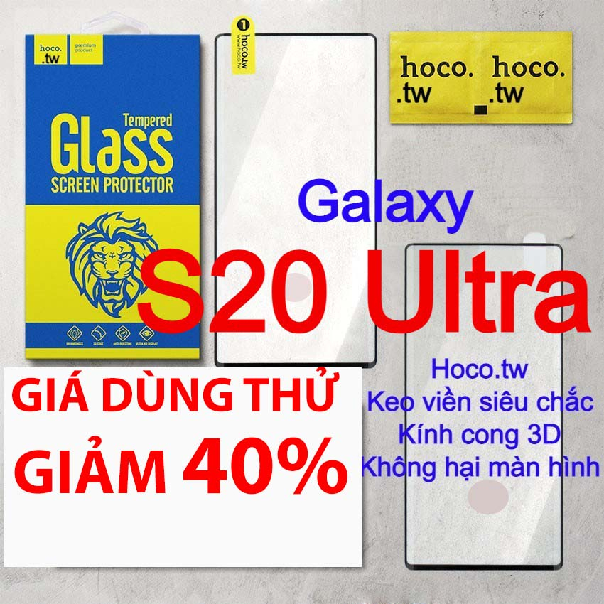 Kính cường lực Hoco.tw cho Samsung Galaxy S20 Ultra keo viền siêu chắc, kính cong 3D