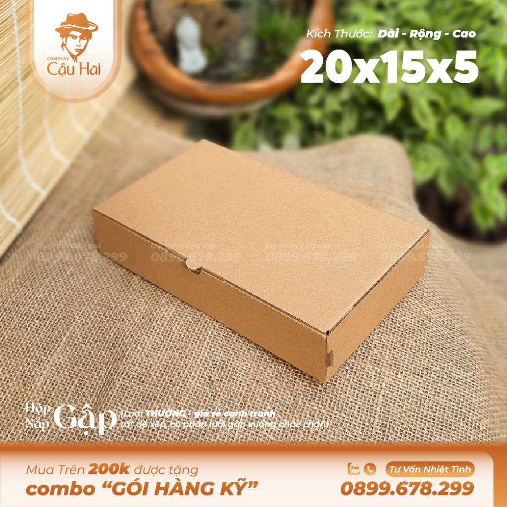 Set 20 Hộp carton nắp GẬP 20x15x5