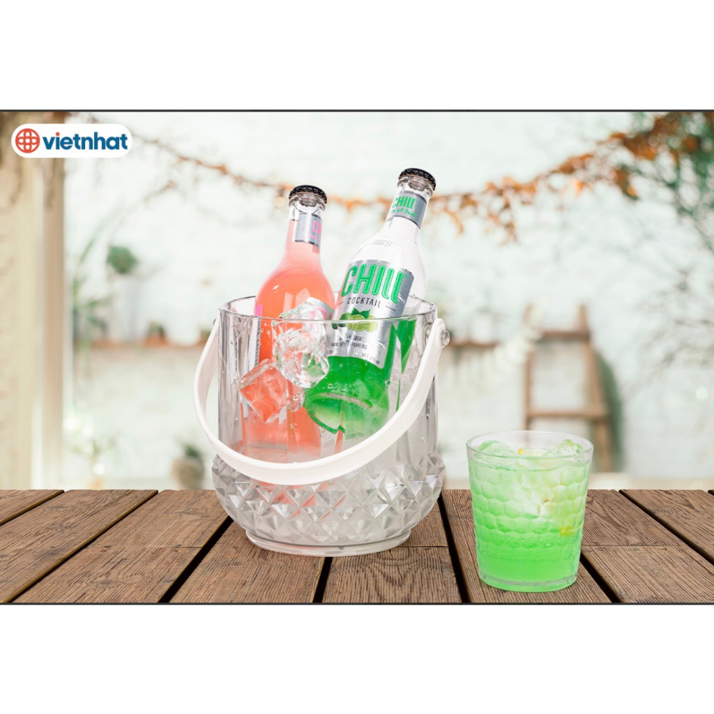 Xô đựng đá 1 lít vân kim cương nhựa Việt Nhật cao cấp. Kích thước: Cao 14cm, đường kính 13cM