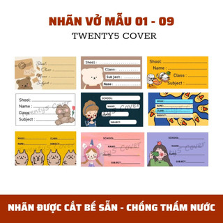 Set nhãn vở theo mẫu 01 - 09